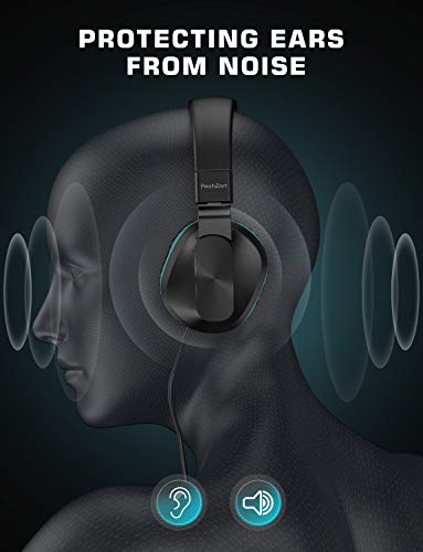 PeohZarr On-Ear Headphones with Microphone, Lightweight Folding Stereo Bass Headphones with 1.5M Tangle Free Cord, Portable Wired Headphones for Smartphone Tablet Laptop Computer MP3/4-Mint
