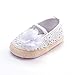 LIVEBOX Baby Girls' Crochet Knit Soft Sole Anti-Slip Mary Jane Bow Infant Prewalker Toddler Sandals (M: 6~12 Months, Flower-White)