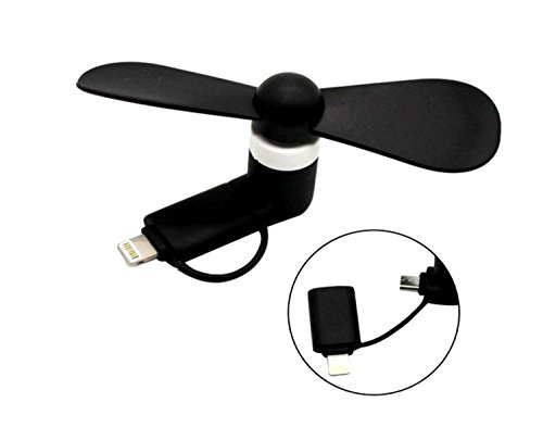 Portable Mini Fan Colorful and Powerful 2-in-1 Fans for Phone/Smartphone/Tablet - Black/Pink/Blue/Green/White/Orange - Summer 2019 Phone Accessories Compatible with iPhone/iPad/Android (Black)