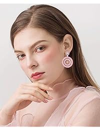 Thunaraz 2Pairs Beaded Tassel Earrings for Women Girls Handmade Statement Drop Earrings Bohemian Dangle Beach Vacation Vintage Chandelier Earrings