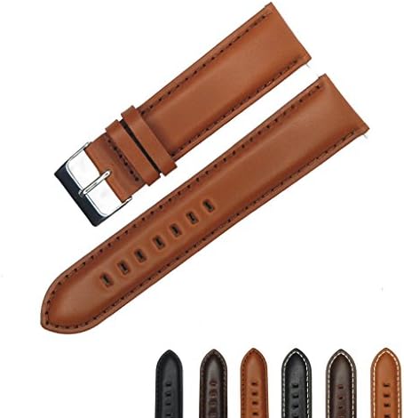 YQI Genuine Leather Watch Band Calfskin Watchbands (Light brown, 22mm)