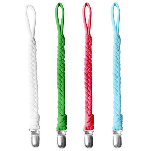 xxiaoTHAWxe Pacifier Clip Belt, 4Pcs/Set Lovely Braided Rope Infant Baby Teether Pacifier Holder Belt Clip 2#