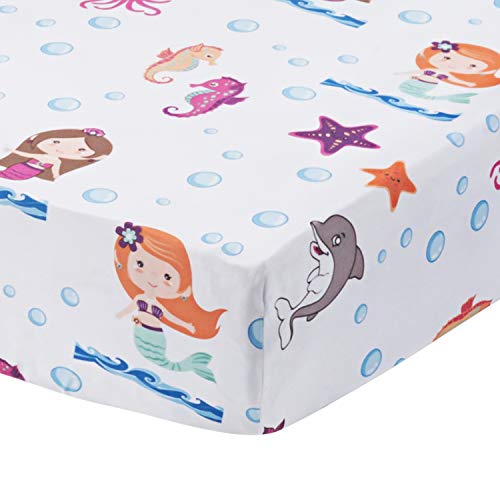 Baby Girl Fitted Crib Sheet Mermaid Adventures, 100 Soft Breathable