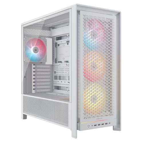CORSAIR FRAME 5000D RS ARGB Modular High Airflow Mid-Tower PC Case – 4x Pre-Installed RS ARGB Fans, InfiniRail™ Fan Mounting System, ASUS BTF, MSI Project Zero, Gigabyte Project Stealth – White
