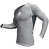 Meister Rush Long-Sleeve Rash Guard for MMA, BJJ & Surfing - Charcoal/Black - Large