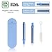 Reusable Straws Stainless Steel Metal - Telescopic Long Drinking Straw That is Portable, Collapsible, Retractable and Creates Zero Waste - Travel Case & Cleaning Tool Included (Baby Blue)