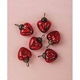 Luna Bazaar Mini Mercury Glass Heart Ornaments (1 to 1.5-Inch, Red, Cora Design, Set of 6) - Great Gift Idea, Vintage-Style Decorations for Christmas, Special Occasions, Home Decor and Parties