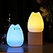 Excelvan Cute Cat Table Lamp Kitty Silicon Night Light LED with Sensitive Tap Control 7 Changing LED Romantic and Warm White Modes Kids Gift for Bedroom Bar Club Lounge