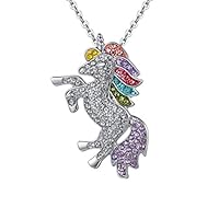 Myhouse Women Girls Beautiful Rhinestone Unicorn Necklace Sweater Chain Pendant Alloy Gifts Charms Findings