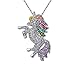 Myhouse Women Girls Beautiful Rhinestone Unicorn Necklace Sweater Chain Pendant Alloy Gifts Charms Findings