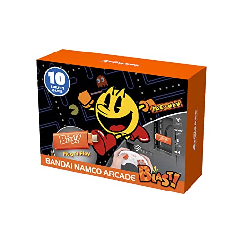 Bandai Namco Arcade Blast! Console, Connects Via HDMI, 10 Greatest Classic Retro Video Games, Pac-Man, Galaga, Mappy, More Built in, with a 2.4Ghz Wi-Fi Video Game Controller, HD Resolution