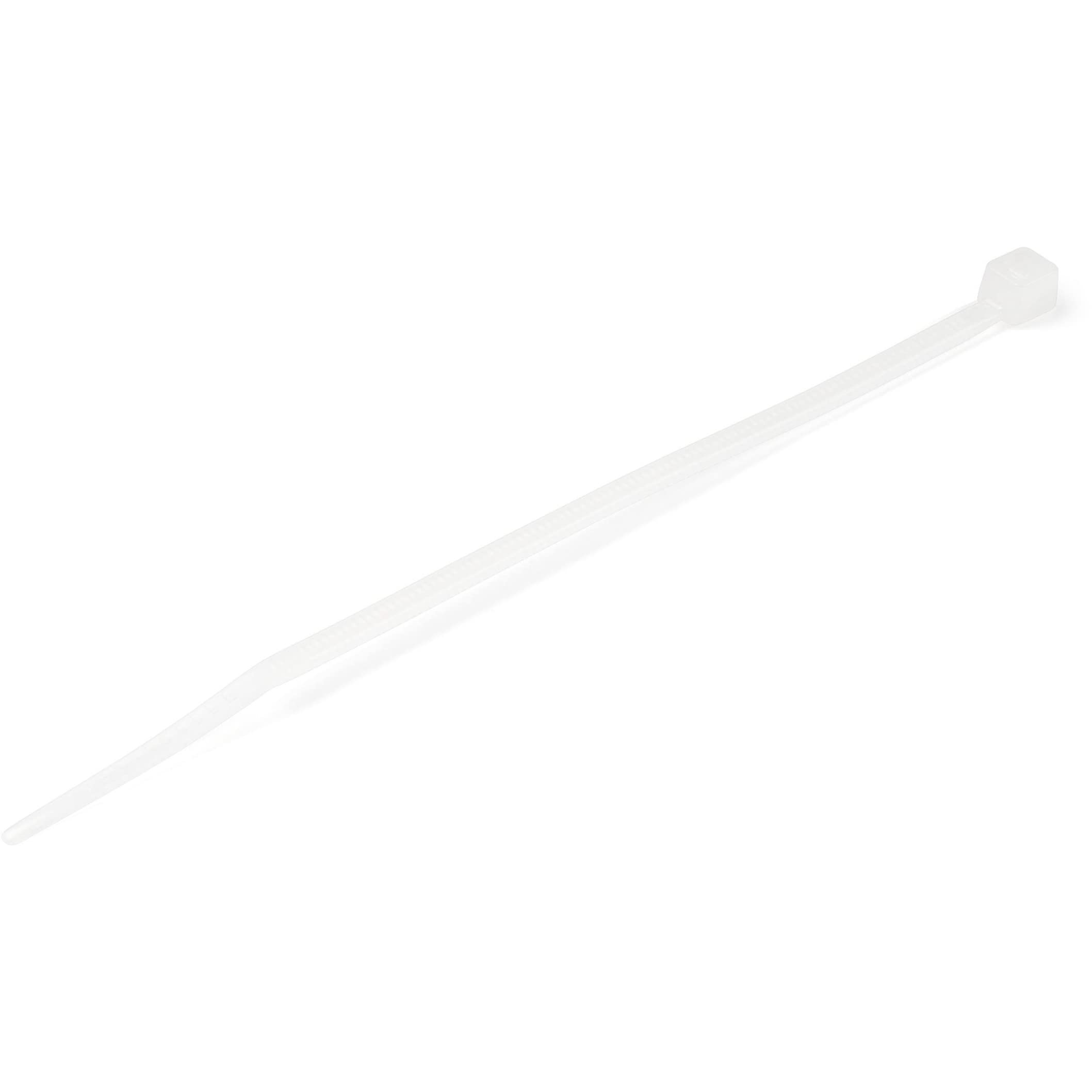 StarTech.com 4"(10cm) Cable Ties - 1/16"(2mm) wide, 7/8"(22mm) Bundle Diameter, 18lb(8kg) Tensile Strength, Nylon Self Locking Zip Ties with Curved Tip - 94V-2/UL Listed, 100 Pack - White(CBMZT4N)
