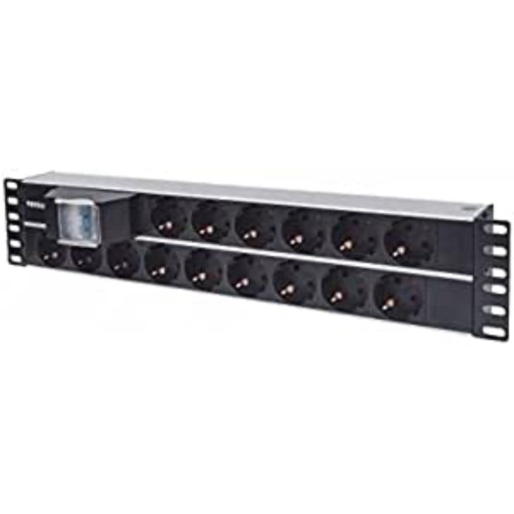 Intellinet 714051 19" 2U Rackmount 15-Output Power Distribution Unit (PDU), With Double Air Switch, 3 m (10 ft.) Power Cord - German Type