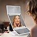Anjou Makeup Mirror with Lights and Magnification 1X,2X,3X,10X, Lighted Vanity Mirror with Touch Screen Dimmable, Trifold Mirror with Lights and 360 Degree Rotation