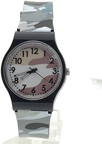 Camouflage Children kid Watches Quartz Wristwatch For Girls Boy sports outdoor at low price age 5-15 Gift (S, Grey)