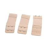 Ladies Underwear 2 Rows Hooks Stretchy Bra Strap Extender Beige 3 Pcs