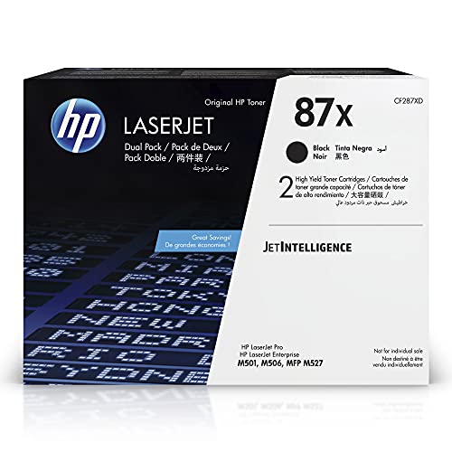 HP 87X (CF287XD) Multipack Original Toner (2x Schwarz) mit hoher Reichweite für HP Laserjet Enterprise M506, HP Laserjet Enterprise M527