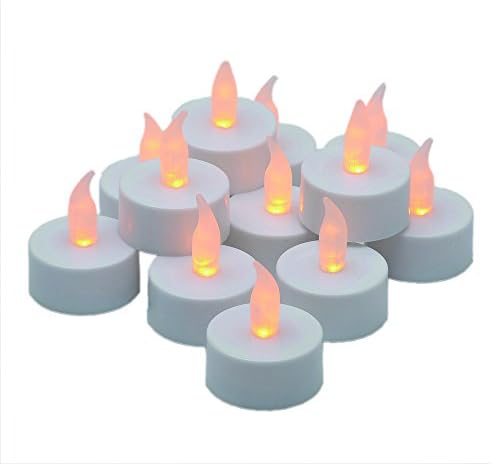 Volamity Battery Operated Flameless LED Tea Light Candles, Amber Yellow Flickering Bulb, Long Battery Life 120+ Hours, Electric Fake Votive Candle for Festival Celebration, Wedding Parties(24 Pack)