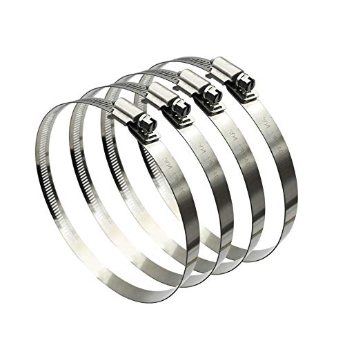 4Pcs 6" Adjustable 304 Stainless Steel Duct Clamps Hose Clamp Pipe Clamp Air Ducting Clamp Worm Drive Hose Clamps - Thumbnail 7