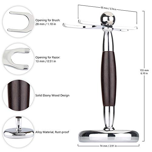 Shaving Brush Set, Best Badger Hair Shaving Brush and Stand Kit, Wood Alloy Long Handle and Chrome Holder for Double Edge Safety Razor Shaving Razor Men Gift Idea by Anbbas