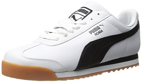 PUMA Men's Roma Basic Fashion Sneaker, White/Black - 8 D(M) US