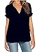 Obazidou Womens V Neck Short Sleeve Oversize Chiffon Blouse Shirt Tops
