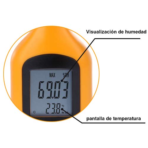 Mengshen Digital Psychrometer - Handheld Temperature and Humidity Meter Gauge with Dew Point and Wet Bulb Temperature - Battery Included