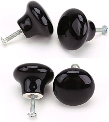FatColo(TM) Ceramic Porcelain china Vintage Round Style Bedroom Door Cabinet Cupboard Drawer Knob Pull Handle (Button shape / Black / by FatCol