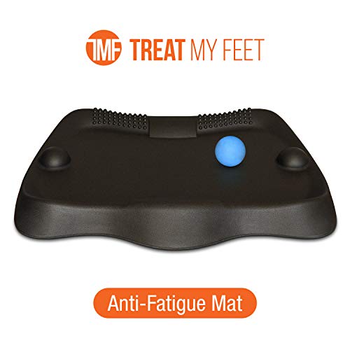 Anti Fatigue Standing Desk Mat w/FREE Rolling Massage Ball - Cushioned Floor Kitchen Mat - Anti-Slip Stand Up Desk Mat for Floor - Standing Floor Mat Made from Soft Foam for Foot Pain - Large Surface