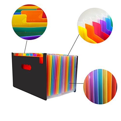 24 Pockets Expanding File Folder Letter Size with Colored Tab and 120 Sticky Note for Business, Office, Study