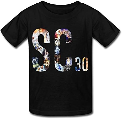 M07H Girls T-shirt Stephen Curry GS Warriors SC Logo Poster Black Size XL