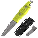 Gear Aid Akua Blunt Tip Resuce Knife with Serrated Blade and Sheath, Nav Green, 3" blade