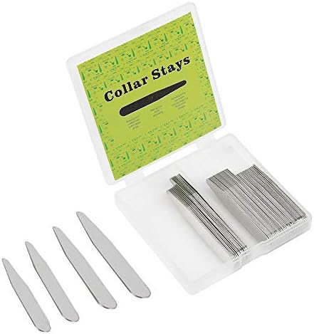 Stainless Metal Collar Stays, Set of 40-52pcs in a Clear Plastic Box, 4 Sizes, For Men Shirts