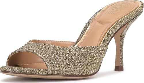 Vince Camuto Prynn Embellished High Heel Mule Sandal Light Bronze 8.5 M