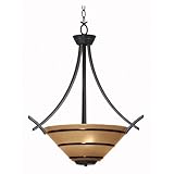Kenroy Home 90084ORB Wright Three-Light Pendant, Oil-Rubbed Bronze with Painted Amber Globe