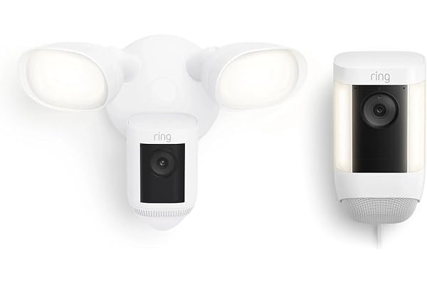 Ring Floodlight Cam Pro with Ring Spotlight Cam Pro, Plug-In White
