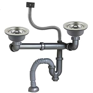 Rear Position Dual Sink U bend with release Nut Drain Kit - - Amazon.com