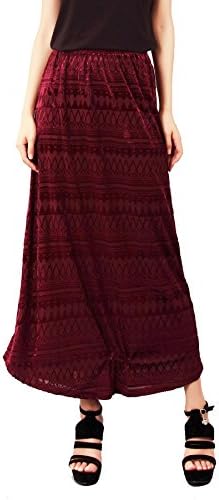 Larandi Women's Spring Dancing Gypsy Medieval Renaissance Vintage Velvet Skirt,L