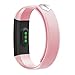 moreFit Fitness Tracker, Slim HR Heart Rate Touch Screen Activity Tracker Wireless Smart Bracelet Pedometer (Black/Blush)