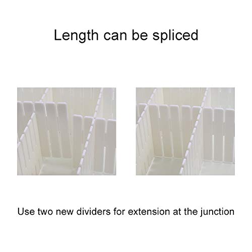 ShineMe Drawer Dividers, Drawer Divider Organizers 8PCS DIY Plastic Grid Adjustable Plastic Divider Household Storage Makeup Socks Underwear Organizer (White)