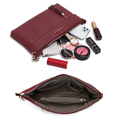 Small Crossbody Purses for Women Vegan Leather Lightweight Crossbody Purse Stylish Shoulder Bags with Wallet (Red)