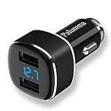 Fast Car Charger, Palumma 24W/4.8A Smart IC Dual USB Port Charge Adapter with LCD Digital Display Voltage and Current Detection, Rapid Charger for iPhone X 8 7 6S Plus, Galaxy S9 S8 S7 S6, LG (Black)