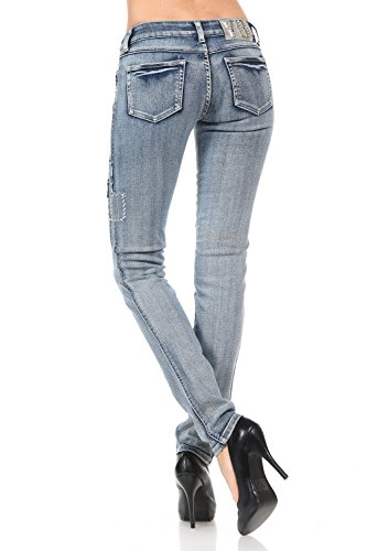 VIRGIN ONLY Women's Embellished Skinny Jeans (Modern Blue, 13) - Thumbnail 2