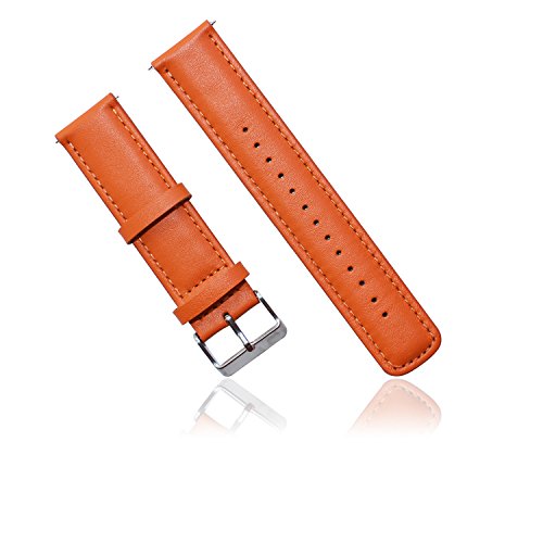 XIEMIN 22mm Leather Strap Watch Band for Samsung Galaxy Gear 2 R380，Neo R381，Live R382 Smart Watch Strap Compatible with LG G Watch W100/W110 Smart Watch (Orange)