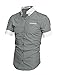 Allegra K Men Short Sleeve Button Down Slim Fit Shirt Top Light Gray M