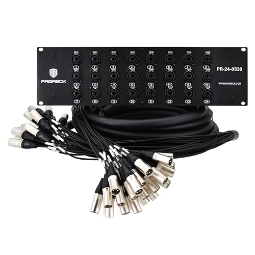 PRORECK Rack-Mount TRS XLR Combo Splitter Snake Kabel, geeignet für Live, Aufnahme, Bühne, Studio (152 x 91 cm - 24 Kanäle) PR-24-0530