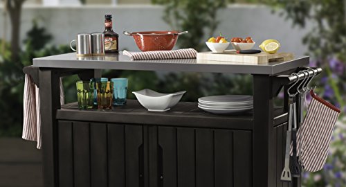 Keter Auflagenbox Beistelltisch Tisch für Grill, 298 L – Bild 3