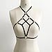 Han Shi Hollow Out Bra, Wire Free Appliques Elastic Cage Bandage Strappy Halter Bra (L, Black)