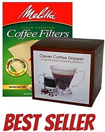 Clever Coffee Dripper, Large, 18 Ounces + Pack of 100 Melitta #4 white Coffee Filters Included! | Safe BPA Free Plastic |Reusable Coffee Dripper for Travel or Home Use |