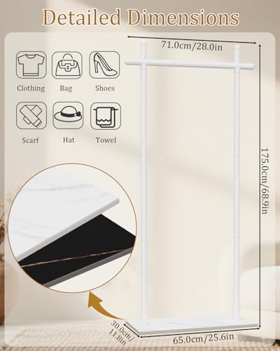 ENUMAIL Standing Coat Rack, Modern Freestanding Hangers with Thick Rock Bottom Plate, Clothes Hanger for Office, Bedroom, 175cm, White, Large